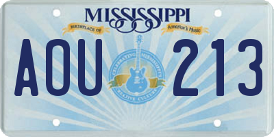 MS license plate AOU213