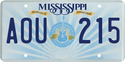 MS license plate AOU215