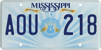 MS license plate AOU218