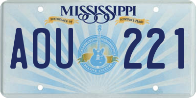 MS license plate AOU221