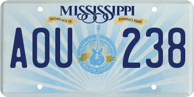 MS license plate AOU238