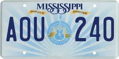 MS license plate AOU240