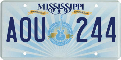 MS license plate AOU244