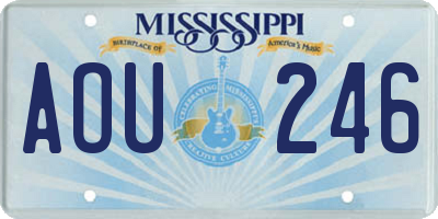 MS license plate AOU246