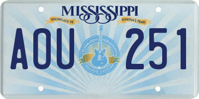 MS license plate AOU251