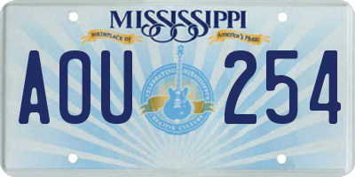MS license plate AOU254
