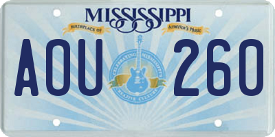 MS license plate AOU260