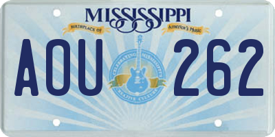 MS license plate AOU262