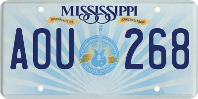 MS license plate AOU268
