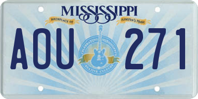 MS license plate AOU271