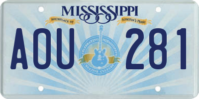MS license plate AOU281