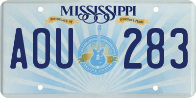 MS license plate AOU283