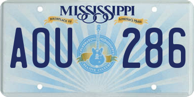 MS license plate AOU286