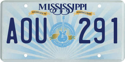 MS license plate AOU291