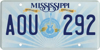 MS license plate AOU292