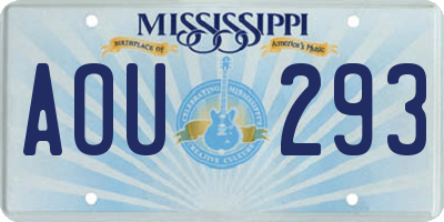 MS license plate AOU293
