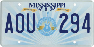MS license plate AOU294