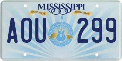MS license plate AOU299