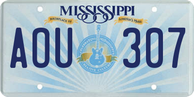 MS license plate AOU307
