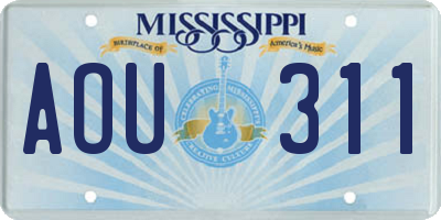 MS license plate AOU311
