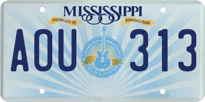 MS license plate AOU313