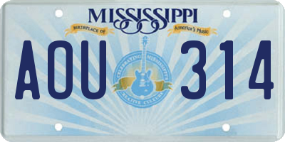 MS license plate AOU314