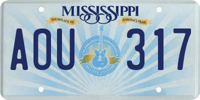 MS license plate AOU317