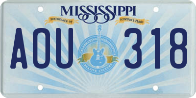 MS license plate AOU318