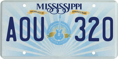 MS license plate AOU320