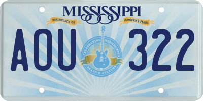 MS license plate AOU322