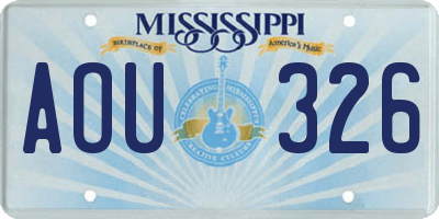 MS license plate AOU326