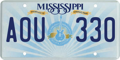 MS license plate AOU330