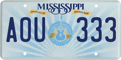 MS license plate AOU333