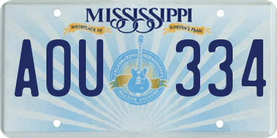 MS license plate AOU334
