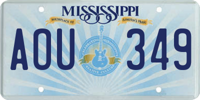 MS license plate AOU349