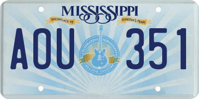 MS license plate AOU351