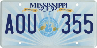MS license plate AOU355