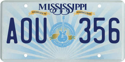 MS license plate AOU356