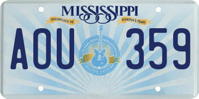 MS license plate AOU359