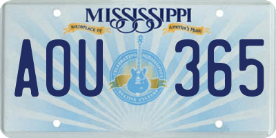 MS license plate AOU365