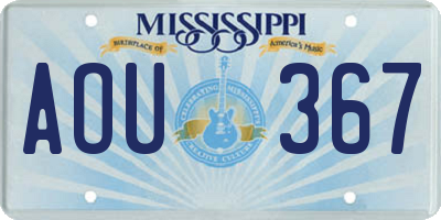 MS license plate AOU367