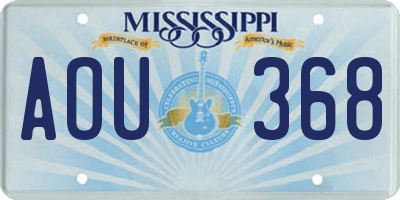 MS license plate AOU368