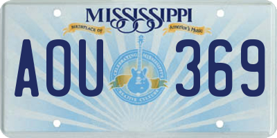 MS license plate AOU369
