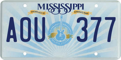 MS license plate AOU377