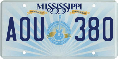 MS license plate AOU380
