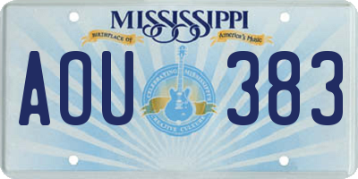 MS license plate AOU383