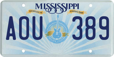 MS license plate AOU389