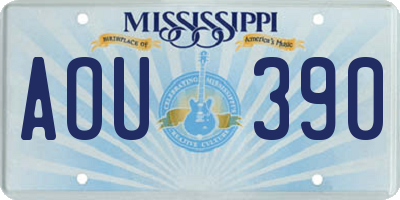 MS license plate AOU390