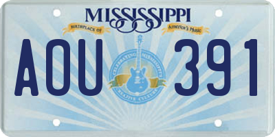 MS license plate AOU391