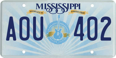 MS license plate AOU402